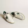 Ball Star da donna in pelle nappa bianca con stella e linguetta sul tallone in pelle verde