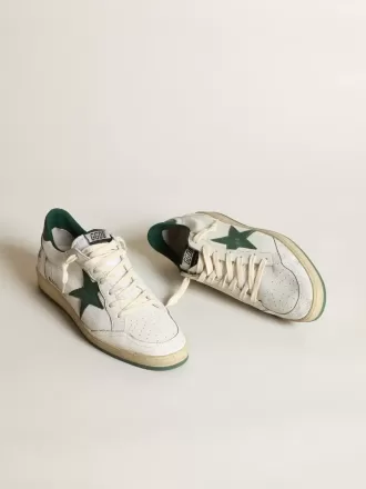 Ball Star da donna in pelle nappa bianca con stella e linguetta sul tallone in pelle verde