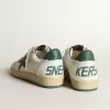 Ball Star da donna in pelle nappa bianca con stella e linguetta sul tallone in pelle verde