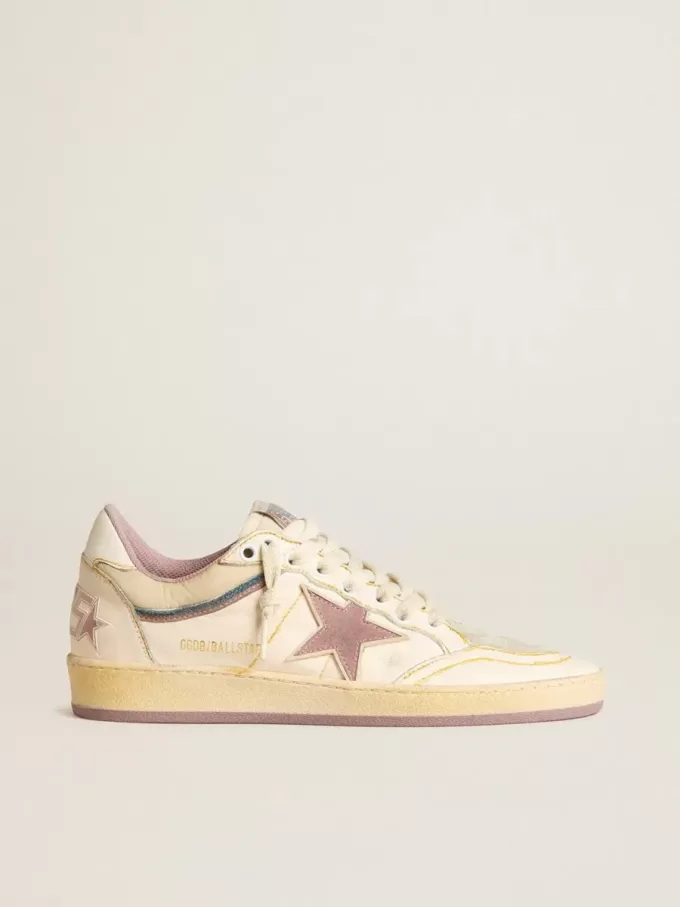 Ball Star da donna in pelle nappa con stella in TPU color malva e tallone in pelle