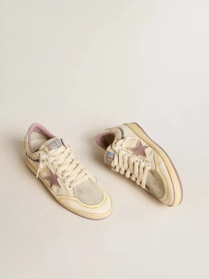 Ball Star da donna in pelle nappa con stella in TPU color malva e tallone in pelle