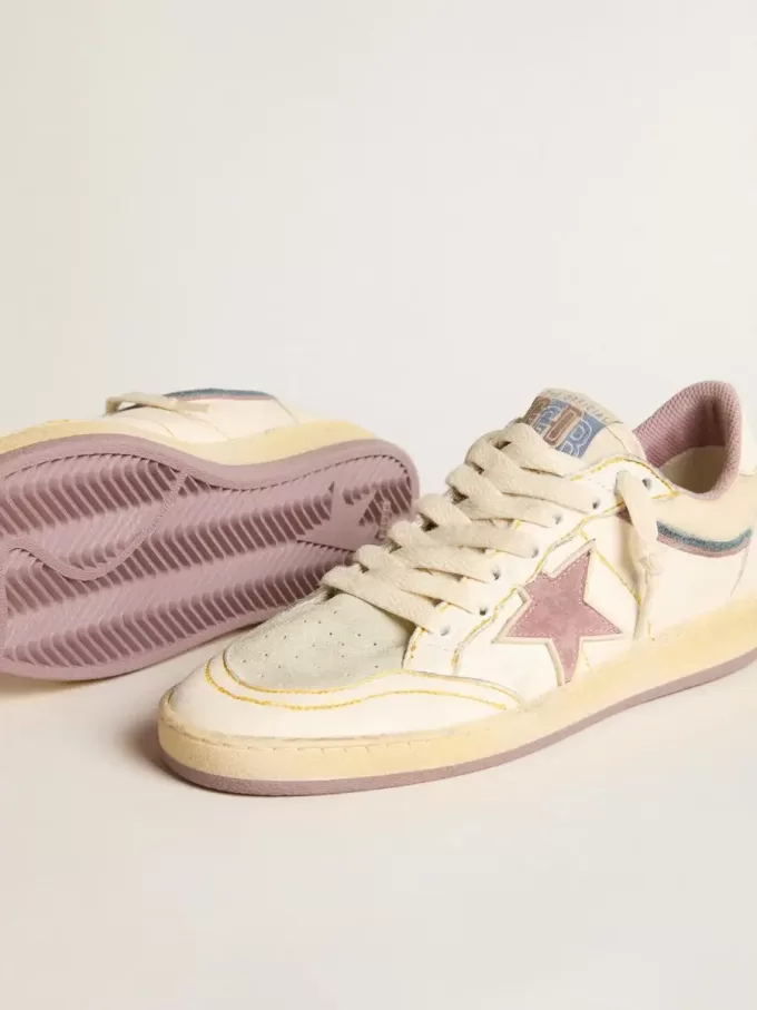 Ball Star da donna in pelle nappa con stella in TPU color malva e tallone in pelle