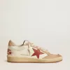 Ball Star da donna in pelle nappa con stella rossa e inserti in pelle scamosciata rosa
