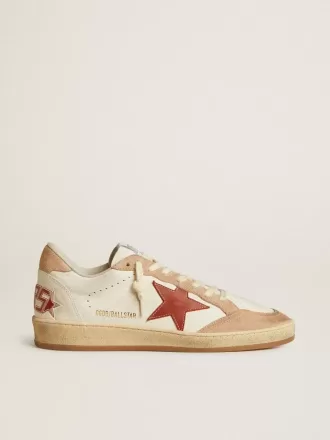 Ball Star da donna in pelle nappa con stella rossa e inserti in pelle scamosciata rosa