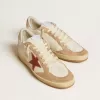 Ball Star da donna in pelle nappa con stella rossa e inserti in pelle scamosciata rosa