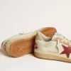 Ball Star da donna in pelle nappa con stella rossa e inserti in pelle scamosciata rosa