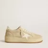 Ball Star da donna in pelle scamosciata beige con stella e linguetta sul tallone in pelle bianca