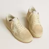 Ball Star da donna in pelle scamosciata beige con stella e linguetta sul tallone in pelle bianca