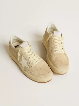 Ball Star da donna in pelle scamosciata beige con stella e linguetta sul tallone in pelle bianca