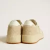 Ball Star da donna in pelle scamosciata beige con stella e linguetta sul tallone in pelle bianca