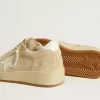 Ball Star da donna in pelle scamosciata beige con stella e linguetta sul tallone in pelle bianca