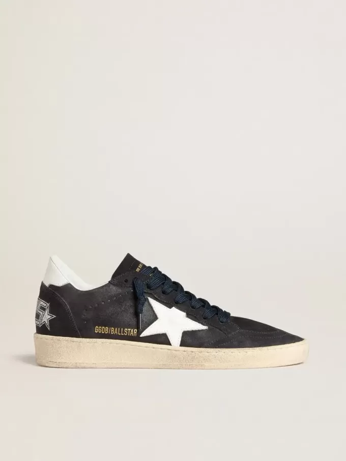 Ball Star da donna in pelle scamosciata blu scuro con stella in pelle e linguetta sul tallone