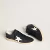 Ball Star da donna in pelle scamosciata blu scuro con stella in pelle e linguetta sul tallone