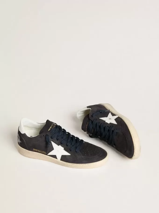 Ball Star da donna in pelle scamosciata blu scuro con stella in pelle e linguetta sul tallone