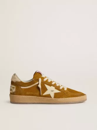 Ball Star da donna in pelle scamosciata con stella in pelle beige e linguetta sul tallone in pelle di cavallino