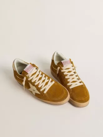 Ball Star da donna in pelle scamosciata con stella in pelle beige e linguetta sul tallone in pelle di cavallino