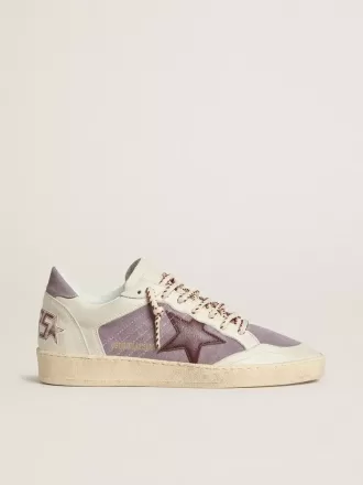 Ball Star da donna in pelle scamosciata lilla con stella in pelle bordeaux e linguetta sul tallone in pelle scamosciata lilla
