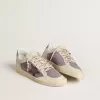Ball Star da donna in pelle scamosciata lilla con stella in pelle bordeaux e linguetta sul tallone in pelle scamosciata lilla Ball Star da donna in pelle scamosciata lilla con stella in pelle bordeaux e linguetta sul tallone in pelle scamosciata lilla