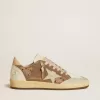 Ball Star da donna in pelle scamosciata marrone con stella e linguetta sul tallone in pelle