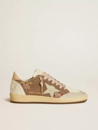 Ball Star da donna in pelle scamosciata marrone con stella e linguetta sul tallone in pelle