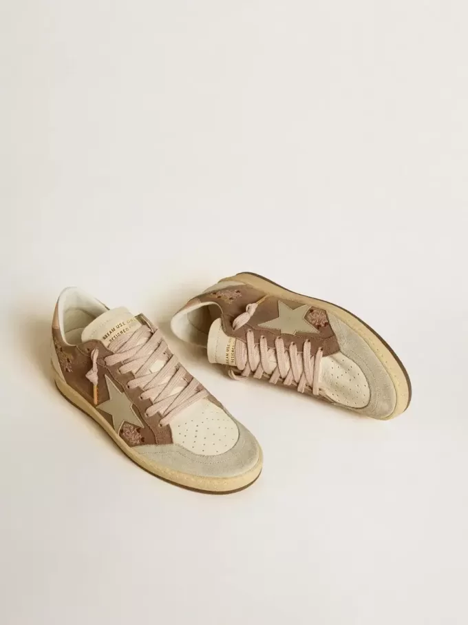 Ball Star da donna in pelle scamosciata marrone con stella e linguetta sul tallone in pelle