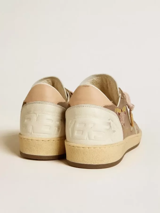 Ball Star da donna in pelle scamosciata marrone con stella e linguetta sul tallone in pelle