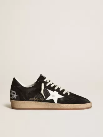 Ball Star da donna in pelle scamosciata nera con stella in pelle bianca