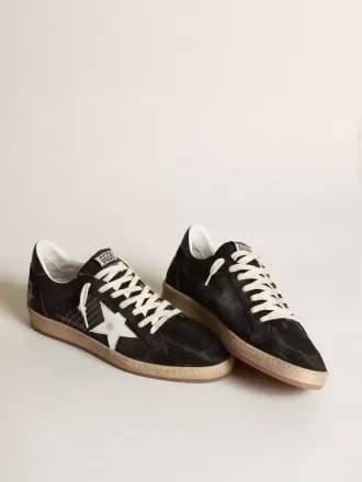 Ball Star da donna in pelle scamosciata nera con stella in pelle bianca