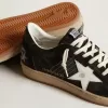 Ball Star da donna in pelle scamosciata nera con stella in pelle bianca Ball Star da donna in pelle scamosciata nera con stella in pelle bianca
