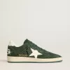 Ball Star da donna in pelle scamosciata verde con stella e linguetta sul tallone in pelle bianca