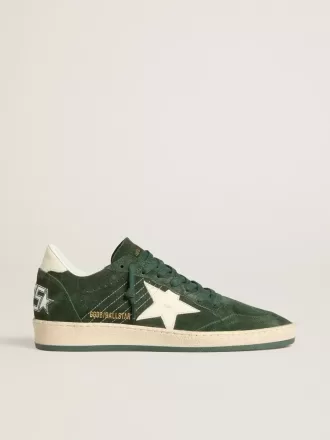 Ball Star da donna in pelle scamosciata verde con stella e linguetta sul tallone in pelle bianca