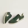 Ball Star da donna in pelle scamosciata verde con stella e linguetta sul tallone in pelle bianca