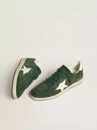 Ball Star da donna in pelle scamosciata verde con stella e linguetta sul tallone in pelle bianca