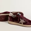 Ball Star da donna in velluto bordeaux con stella e linguetta sul tallone in pelle metallizzata dorata