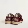 Ball Star da donna in velluto bordeaux con stella e linguetta sul tallone in pelle metallizzata dorata