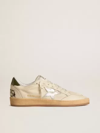 Ball Star da uomo con stella in pelle argentata e linguetta sul tallone in pelle verde