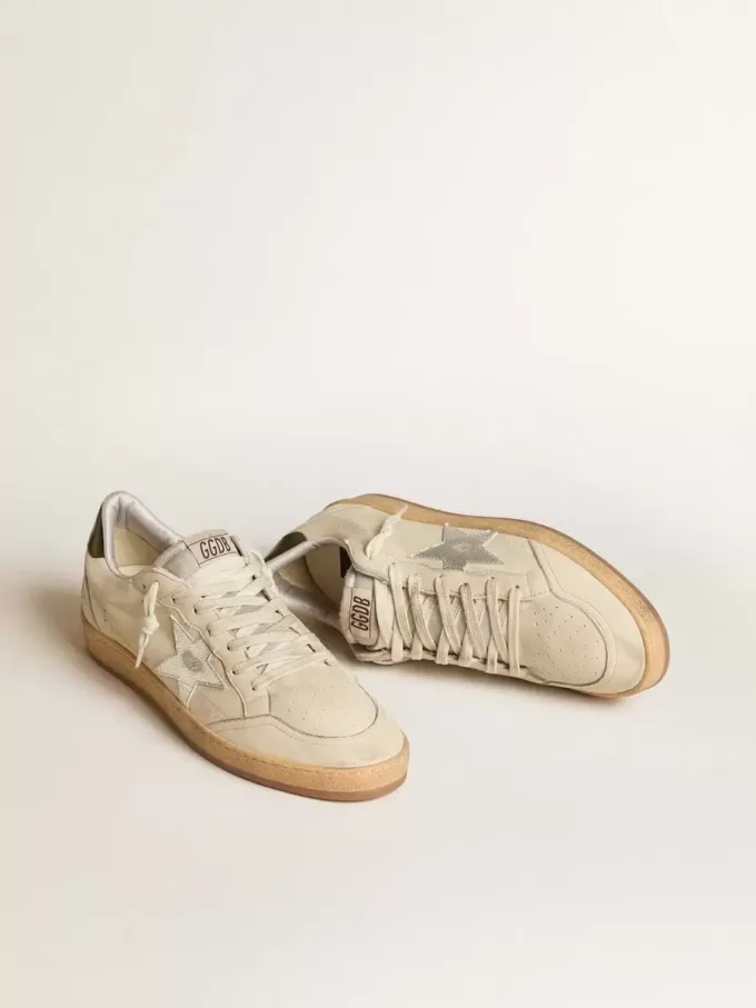 Ball Star da uomo con stella in pelle argentata e linguetta sul tallone in pelle verde