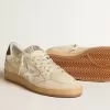 Ball Star da uomo con stella in pelle argentata e linguetta sul tallone in pelle verde