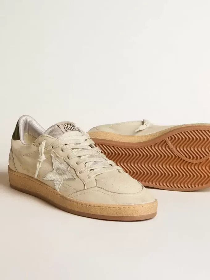 Ball Star da uomo con stella in pelle argentata e linguetta sul tallone in pelle verde