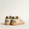 Ball Star da uomo con stella in pelle argentata e linguetta sul tallone in pelle verde
