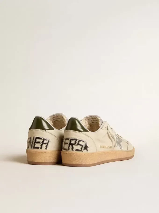 Ball Star da uomo con stella in pelle argentata e linguetta sul tallone in pelle verde