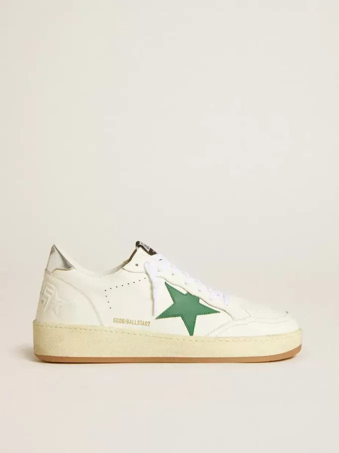 Ball Star da uomo con stella in pelle verde e linguetta sul tallone in pelle metallizzata Ball Star da uomo con stella in pelle verde e linguetta sul tallone in pelle metallizzata