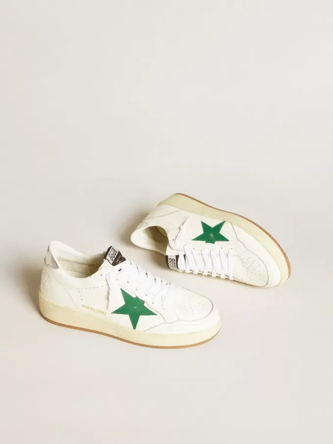 Ball Star da uomo con stella in pelle verde e linguetta sul tallone in pelle metallizzata Ball Star da uomo con stella in pelle verde e linguetta sul tallone in pelle metallizzata