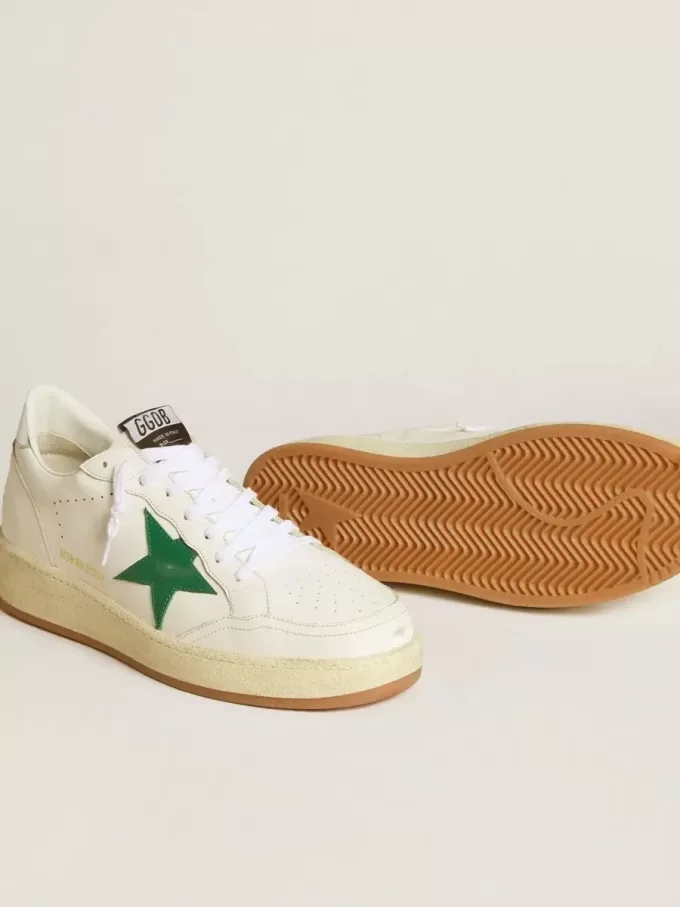 Ball Star da uomo con stella in pelle verde e linguetta sul tallone in pelle metallizzata Ball Star da uomo con stella in pelle verde e linguetta sul tallone in pelle metallizzata