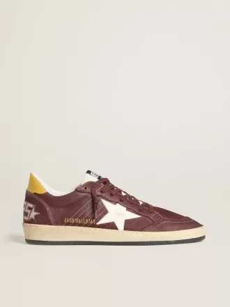 Ball Star da uomo in nabuk color cioccolato con stella e linguetta sul tallone in pelle