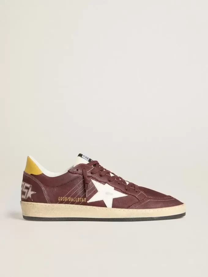 Ball Star da uomo in nabuk color cioccolato con stella e linguetta sul tallone in pelle