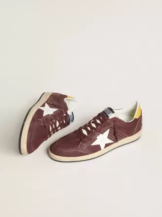 Ball Star da uomo in nabuk color cioccolato con stella e linguetta sul tallone in pelle