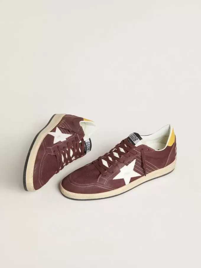 Ball Star da uomo in nabuk color cioccolato con stella e linguetta sul tallone in pelle