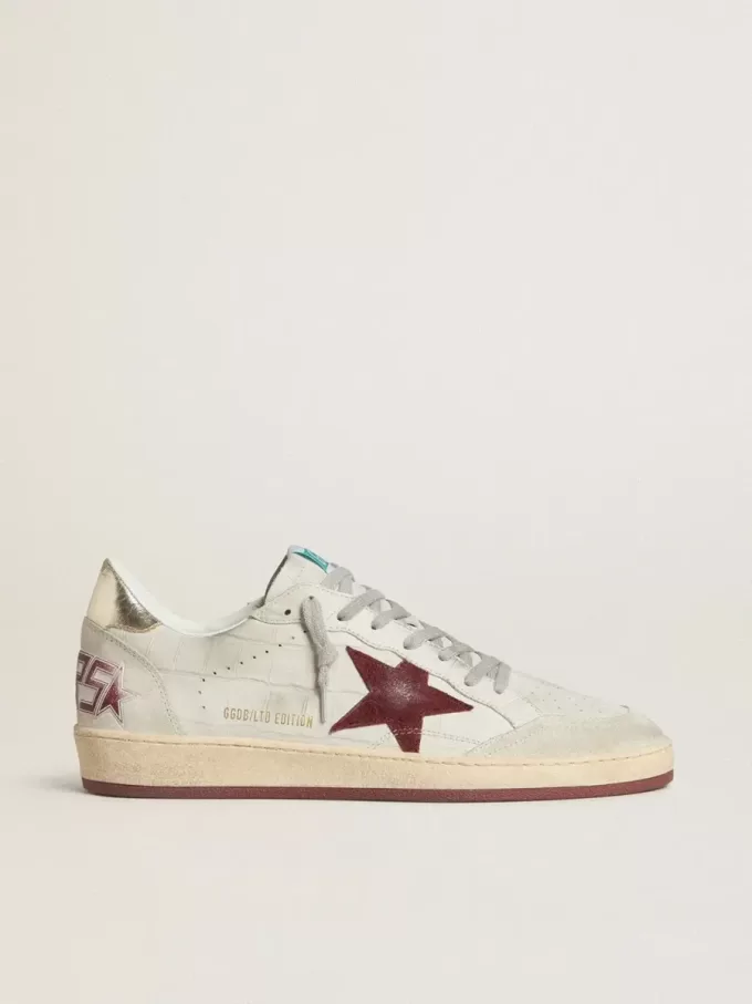Ball Star da uomo in nabuk con stampa cocco e stella in pelle scamosciata bordeaux