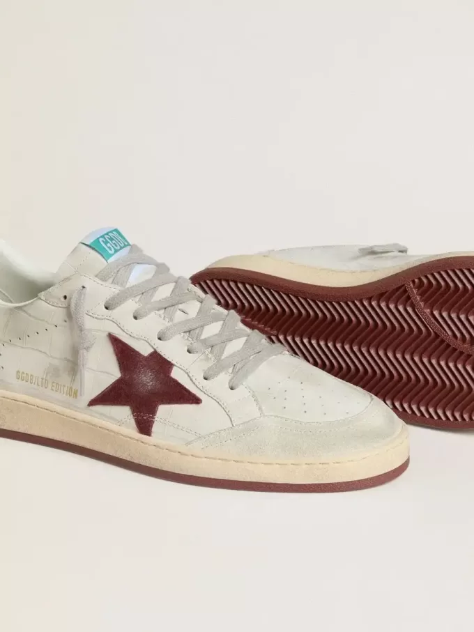 Ball Star da uomo in nabuk con stampa cocco e stella in pelle scamosciata bordeaux
